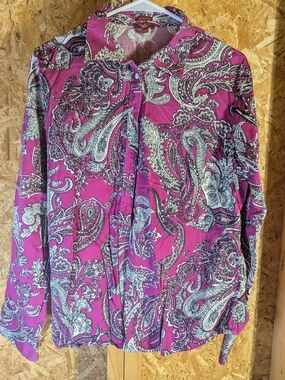 Talbots Magenta Paisley Button-Down Shirt